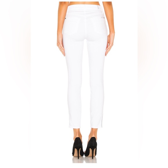 7 FOR ALL MANKIND WHITE SKINNY JEANS WITH SILVER ACCENT - Picture 4 of 8